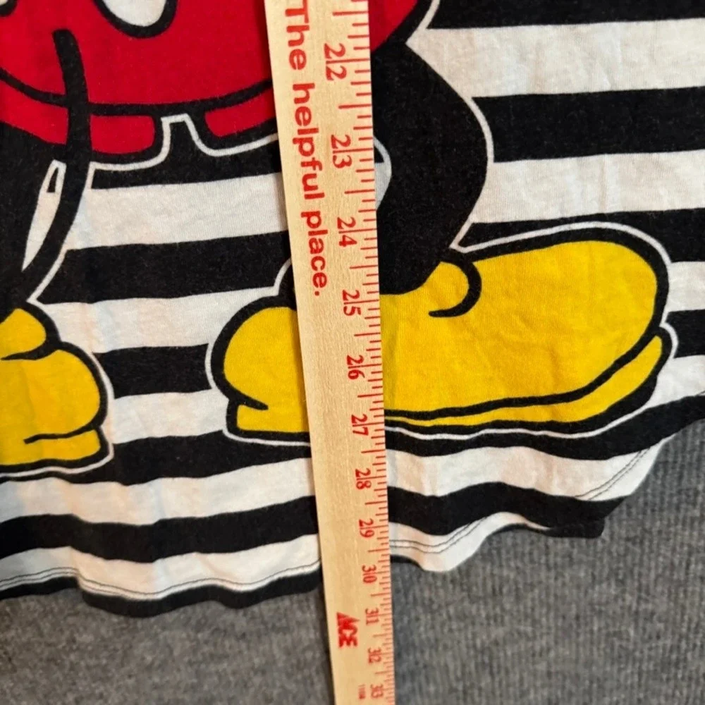 Disney Mickey Mouse Striped Sleep Shirt Nightgown Black White Small 3/5 Cotton - Picture 5 of 7